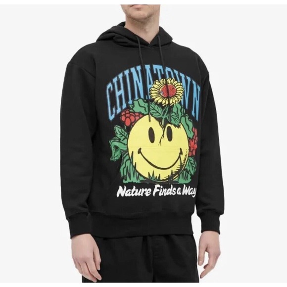 CHINATOWN MARKET Smiley Nature Finds A Way Hoodie X-LARGE, Black - Picture 3 of 6